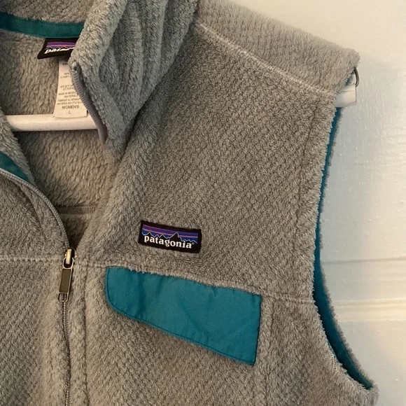Patagonia Women's Retro Pile Fleece Vest size L large blue gray - Picture 3 of 7